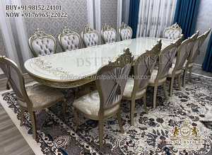 Ensemble de table à manger au design rococo pour la maison Ensemble de meubles de salle à manger sculptés à la main en bois de teck massif Table à manger et chaises - Product Image 3