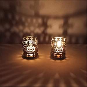 Ensemble de 3 porte-bougies décoratifs en métal découpé au laser, lanternes vintage pour décorations de Noël et de mariage - Product Image 4