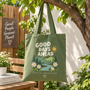 EcoRev Biodegradable Canvas Reusable <b>Tote</b> <b>Bag</b> Positive Vibes Only Bloom a Better Tomorrow Lightweight Durable Shoulder <b>Bag</b> - Product Image 4