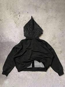 Custom Goth/Streetwear <b>Rhinestone</b> Hoodies Heavyweight Full-Zip <b>Jacket</b> with Custom Applique Patches Pullover Cropped Manufacturer - Product Image 3
