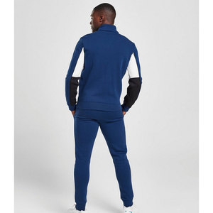 <b>Men</b> Color Blocking Tracksuit Set Blue Full Zip Sweatshirt Jogger <b>Pants</b> Casual Streetwear Breathable Eco-Friendly Quick Dry - Product Image 3