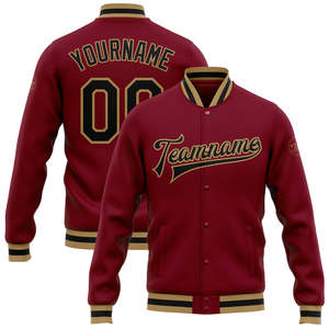 Chaqueta Varsity para Hombre, Estilo Deportivo, Color Borgoña Real y Caqui, Personalizada con Bordado, Impermeable, Transpirable, con Cuerpo y Mangas de Lana - Product Image 1