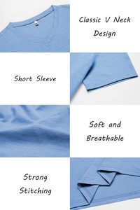 <b>Mens</b> <b>V</b> <b>Neck</b> <b>T</b> <b>Shirt</b> Premium Cotton Short Sleeve Casual Wear Soft Breathable Fabric Slim Fit Summer Fashion Everyday Basic Quick - Product Image 6