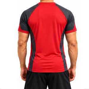 T-shirt athlétique extensible pour homme OEM en polyester et élasthanne, séchage rapide, fabrication de vêtements de sport personnalisés pour les acheteurs en gros, pour les entraînements quotidiens - Product Image 3