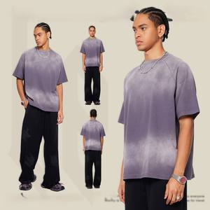 Camisetas de Jersey de Poliéster/Algodón con Lavado Ácido, Logotipo Frontal, Hombros Caídos, Estilo Urbano Oversize, Anti-Pilling, 220g, para Hombre - Product Image 1