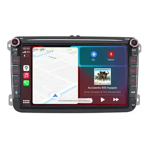 安卓汽车立体声在破折号GPS导航带备用摄像头双Din 8英寸触摸屏车载多媒体播放器适用于VW