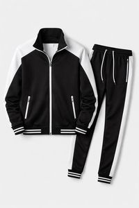 <b>Men</b> Hooded 2 1 Windproof Solid Tracksuit Heavyweight Breathable <b>Polyester</b> Cotton Sweatsuit Zipper Fly <b>Jogger</b> Pants Winter Wear - Product Image 3