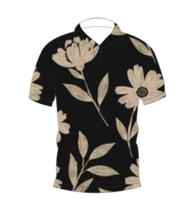 เสื้อโปโลผู้ชายสีดำพิมพ์ลายดอกไม้สีเบจลำลองแขนสั้นแฟชั่นฤดูร้อน - Product Image 4
