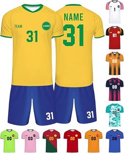 ชุดเสื้อฟุตบอลสั่งทำ สีเหลือง เขียว น้ำเงิน พิมพ์ลายแบบ Sublimation ผ้าโพลีเอสเตอร์ระบายอากาศ แขนสั้น ทรงปกติ ใส่ได้ทุกฤดู สำหรับทุกเพศ - Product Image 1