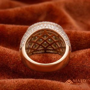 Mens Rose Gold Tone Moissanite Diamond Round <b>Ring</b> Hip Hop Statement Jewelry <b>Ring</b> for Men Daily Wear - Product Image 2