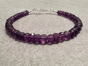 Natural Purple <b>Amethyst</b> Faceted Rondelle Beaded <b>Bracelet</b> 4MM Gemstone <b>Bracelet</b> With Silver Clasp Fashion Jewelry For Women - Product Image 4