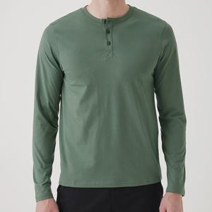 Men's Long Sleeve <b>Henley</b> <b>Shirt</b> Button Up Collar Solid Color Knitted Cotton Casual Pullover Regular Fit Autumn Wear - Product Image 3