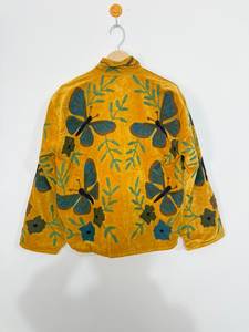 Wholesale Handmade Floral Embroidery <b>Velvet</b> Lightweight Blouson Mandarin Collar Boho Vintage Open Front Winter <b>Women</b> <b>Jacket</b> - Product Image 5