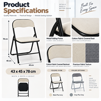 Chaise pliante rembourrée en tissu de coton avec structure métallique, portable, pour bureau, réunion, événement, formation