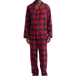 OEM Custom <b>Men</b> Breathable Sleepwear Autumn Winter <b>Thermal</b> Pyjamas Sets Plaid Nightwear Lounge Wear <b>Men's</b> Flannel Pajamas Set - Product Image 1