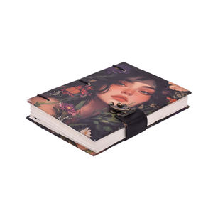 <b>A5</b> Artistic Portrait Notebook 200 Pages Strong Cardboard Cover Journal with Closure | Floral Face Diary Gift Bulk OEM Hub Sets - Product Image 1