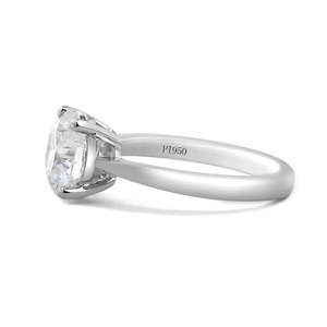 Bague de mariage solitaire de luxe en or finition diamant de laboratoire 3 carats, avec bande conique et diamant rond, pour la mariée - Product Image 2
