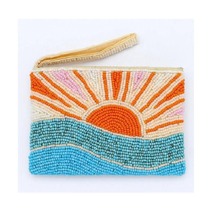 Petite pochette à monnaie artisanale Sunrise, brodée à la main, pour ranger les petits essentiels (pièces de monnaie, cartes, espèces) - Product Image 2
