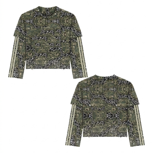 Premium 220 GSM cotton double layer shirt black graphic print camo sleeve <b>studded</b> custom logo Double Layer Stylish T-shirt <b>Men's</b> - Product Image 4