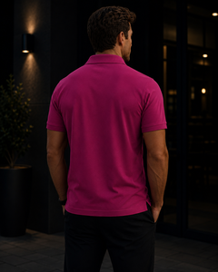 Camiseta de Manga Corta para Hombre, Corte Regular, Tejido Transpirable, Color Rosa Vibrante, Algodón Piqué, Marca Micah Corp 2026, con Logotipo Personalizado - Product Image 3