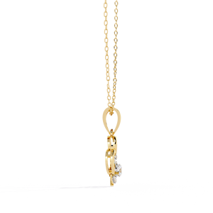 Luxury 14K <b>Solid</b> <b>Gold</b> Round Cut Set Lab Diamond Solitaire <b>Pendant</b> Necklace for Women Party Gift - Product Image 6