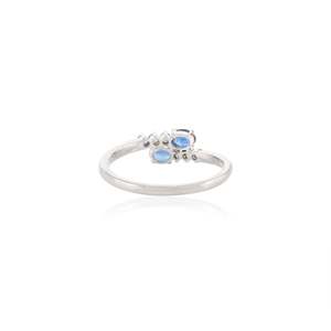 Bague Bypass Constellation en Or Blanc 14 carats avec Saphir Rose et Diamants - Product Image 5
