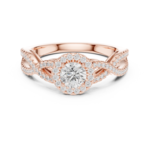 แหวนทองคำขาว 14K ประดับเพชรทรงกลมเพาะเลี้ยงในห้องปฏิบัติการ ของขวัญวันครบรอบสำหรับผู้หญิง |   เพชรที่เพิ่งเพาะเลี้ยง - Product Image 3