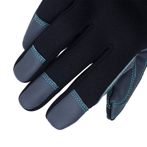 Gants de course en PU à doigts entiers, noirs avec surpiqûres vertes, fermeture auto-agrippante antidérapante pour le cyclisme en extérieur - Product Image 6
