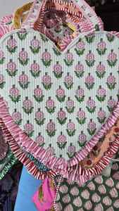 Sac fourre-tout tendance en coton coloré avec fermeture éclair, motif cœur, pour l'été, pochette de maquillage personnalisable, sac de rangement pour fille - Product Image 2