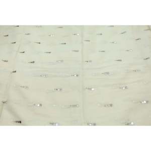 Tissu en soie Chanderi teignable blanc cassé au mètre, 40 pouces de large, motif géométrique avec 3 bindis miroir pour la confection de saris - Product Image 3