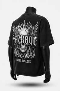 T-shirt noir surdimensionné pour homme AZRAQ INTERNATIONAL, imprimé pailleté, style streetwear, manches courtes, col rond, jersey en coton - Product Image 6