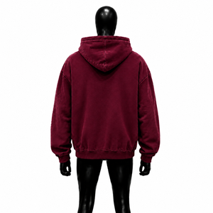 Sweat à capuche zippé unisexe bordeaux avec motif artistique, coupe oversize, style streetwear, décontracté, mode urbaine - Product Image 2