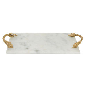 Bandeja de Servir de Mármol Blanco con Asas de Rama Doradas, Plato Rectangular de Lujo para Decoración del Hogar, Accesorio Decorativo Moderno para Cocina - Product Image 4