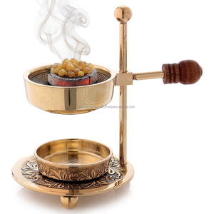 Brûleur d'arômes sans fumée en laiton et résine, réglable en hauteur, pour bougies chauffe-plat, encensoir de table en métal, en gros - Product Image 2