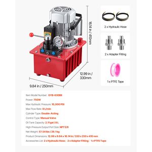 Pompa Idraulica Elettrica 10.000 PSI 750W 120V a Doppio Effetto con Valvola Manuale - Unità di Potenza Idraulica Manuale - Product Image 6