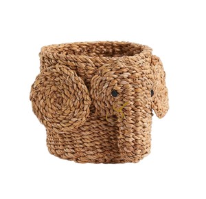 <b>Elephant</b> Water Hyacinth Storage Basket Woven Animal Shaped Toy Organizer Bin Cute Safari Nursery Room <b>Decor</b> - Product Image 1