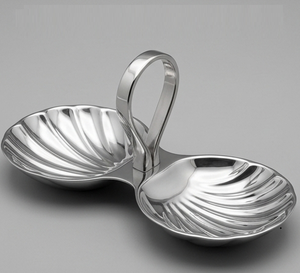 Moderno Plato de Servir de Metal Plateado con Forma de Cisne y Cuencos Dobles - Product Image 1