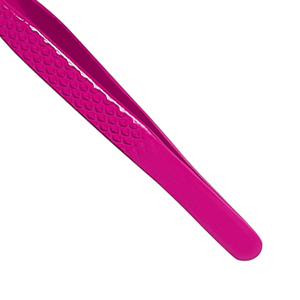 Pince à cils en acier inoxydable en forme de L avec logo personnalisé, couleur rose, pointe lisse, conception pour isolation de volume pour extensions de cils, fournitures OEM - Product Image 4