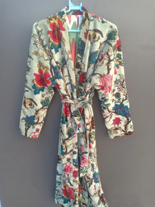 Bata Kimono de Algodón 100% Tejido con Estampado de Dibujos Animados para Mujer, Camisón de Verano Hecho a Mano ODM con Cuello en V y Cintura Elástica hasta la Rodilla/Largo Completo - Product Image 5