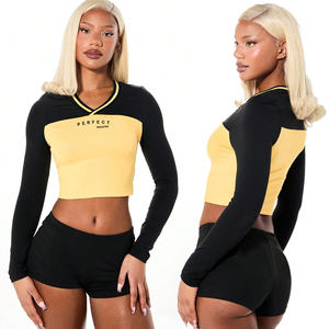 T-shirts boxy à manches longues pour femmes, t-shirts personnalisés, jersey de coton 220-240 GSM, qualité supérieure, crop top, t-shirts décontractés pour femmes - Product Image 1