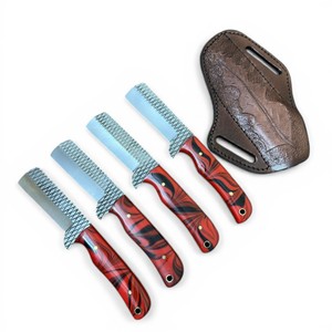 Cuchillo de caza y vaquero de hoja fija de acero de Damasco hecho a mano con punta de gota, tipo Bull Cutter, para exteriores y ranchos, con mango de resina de grado industrial OEM - Product Image 1