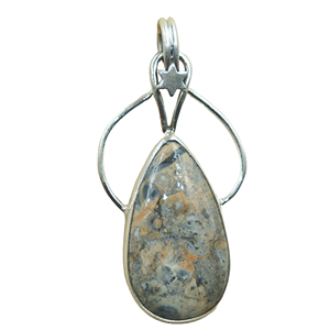 Colgante de lágrima de jaspe leopardo natural, plata de ley 925, hecho a mano, con engaste de estrella, estilo bohemio, joyería de piedras preciosas, regalo para mujer - Product Image 1