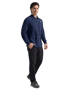 Camisas Casuales de Alta Calidad para Hombre, Transpirables, de Secado Rápido, Ecológicas, de Manga Larga, Protección Solar, Ligeras, con Botones - Product Image 1
