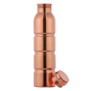 Artisanal Brushed Copper Water <b>Bottle</b> With Matching Tumbler Drinkware For Home Travel And Party Use - Product Image 6