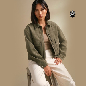 TWILL SPORTS Unisex"<b>s</b> Faux Suede Knitted Waterproof Windproof Heated Bomber Zipper <b>Jacket</b> Casual <b>Lightweight</b> For Winters - Product Image 1