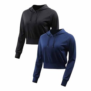Women's <b>Black</b> Hooded Pullover Sweatshirt <b>Long</b> <b>Sleeve</b> Solid Knitted Breathable Autumn Wear - Product Image 2