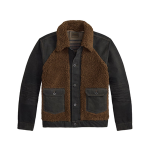 Premium Heavy Duty Fleece Panelled <b>Canvas</b> <b>Jacket</b> <b>Men</b> Winter Vintage Ranch Workwear OEM Custom Heritage Americana Outerwear Front - Product Image 1