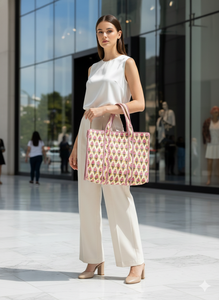 Bolso Tote Plegable de Algodón Acolchado con Diseño Floral Hecho a Mano, Bolso de Hombro de Gran Capacidad con Estampado Étnico Indio de Primera Calidad - Product Image 2