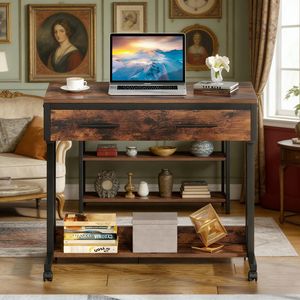 โต๊ะคอมพิวเตอร์แบบพกพาปรับระดับความสูงได้พร้อมลิ้นชักโต๊ะข้างเคลื่อนที่ได้ - Product Image 3