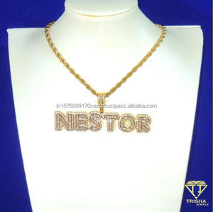 จี้ตัวอักษร "NAE" แบบ Iced Out เครื่องประดับฮิปฮอปสั่งทำพิเศษ สร้อยคอเพชรโมอิสซาไนต์ พร้อมสร้อยเทนนิส ของขวัญ - Product Image 5